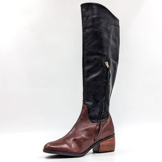 Lucca Lane Wmn Marella Brown Black Leather Riding Equestrian Buckle Boots sz 6.5