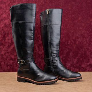 Tommy Hilfiger Wmn Black Faux Leather Riding Equestrian Wide Calf Boots sz 9