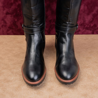 Tommy Hilfiger Wmn Black Faux Leather Riding Equestrian Wide Calf Boots sz 9