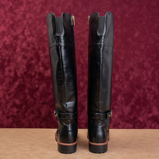 Tommy Hilfiger Wmn Black Faux Leather Riding Equestrian Wide Calf Boots sz 9