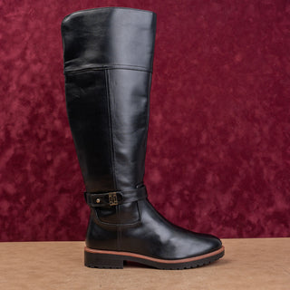 Tommy Hilfiger Wmn Black Faux Leather Riding Equestrian Wide Calf Boots sz 9