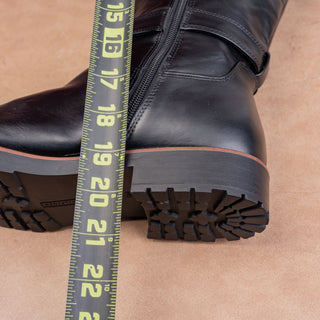 Tommy Hilfiger Wmn Black Faux Leather Riding Equestrian Wide Calf Boots sz 9