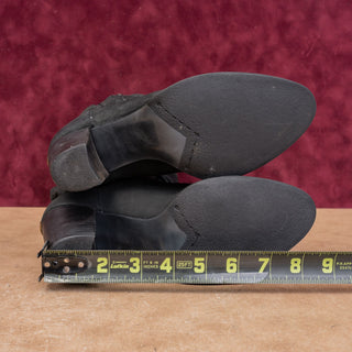 UGG Women Dayton Black Leather Zip Modern Western Pull Tab Mid Boots sz 6.5