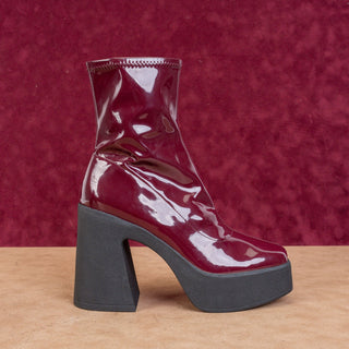 Kate Perry Wmn Heighten Burgundy Faux Leather Platform Festival Ankle Boots sz 8