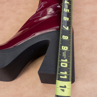 Kate Perry Wmn Heighten Burgundy Faux Leather Platform Festival Ankle Boots sz 8