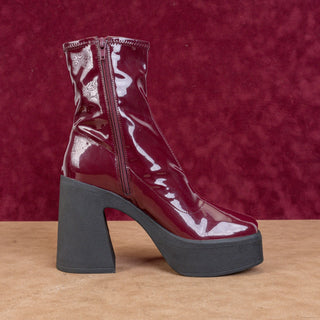 Kate Perry Wmn Heighten Burgundy Faux Leather Platform Festival Ankle Boots sz 8