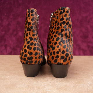Schutz Women Amalya Leopard Print Western Cowgirl Festival Ankle Zip Boots sz 8.5