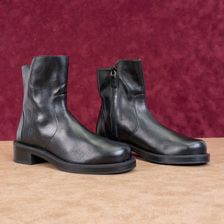 Stuart Weitzman Women Sadie Black Leather Zip Dress Office Ankle Boots sz 5B