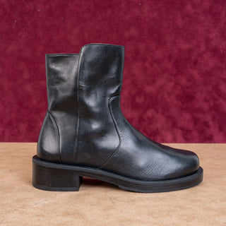 Stuart Weitzman Women Sadie Black Leather Zip Dress Office Ankle Boots sz 5B