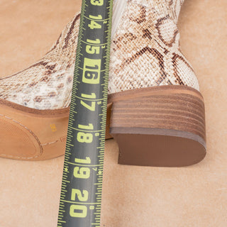Vince Camuto Women Natural Snake Print Zip Pointy Toe Fashion Knee Boots sz 6.5