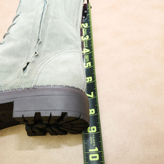Sam Edelman Women Lex Green Khaki Zip Lace-up Combat Boots sz 8.5