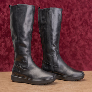 Naturalizer Wmn Waterproof Vintage Y2K Black Leather Fashion Flat Knee Boots 6.5