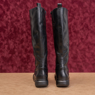 Naturalizer Wmn Waterproof Vintage Y2K Black Leather Fashion Flat Knee Boots 6.5