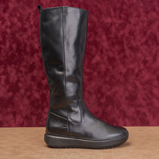 Naturalizer Wmn Waterproof Vintage Y2K Black Leather Fashion Flat Knee Boots 6.5