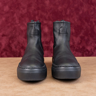 AGL Women Back Zip Black Leather High Top Ankle Boots size 8.5US EUR 38.5