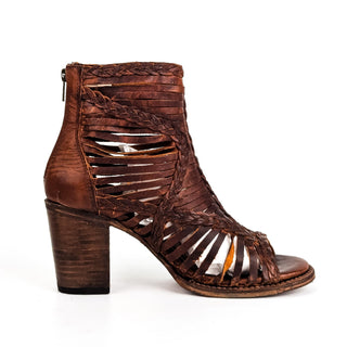 Freebird Women Bela Brown leather Back Zip Heel Ankle Sandals Sz 10