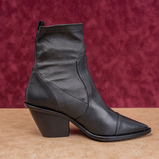 AGL Women Roberta Stretch Cowboy Western Black Leather Boots sz 8US EUR38
