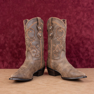 Crush by Durango Women Concho Brown Leather Studded Mid Calf Party Boots sz 7.5