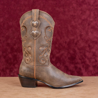 Crush by Durango Women Concho Brown Leather Studded Mid Calf Party Boots sz 7.5