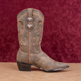 Crush by Durango Women Concho Brown Leather Studded Mid Calf Party Boots sz 7.5