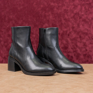 Steve Madden Women Phillie Black Leather Block Heel Ankle Boots sz 10