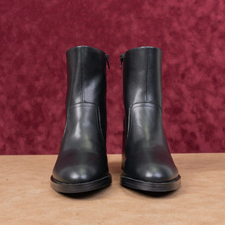 Steve Madden Women Phillie Black Leather Block Heel Ankle Boots sz 10