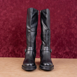 La Canadienne Women Sonnie Black Leather Waterproof Moto Festival Boots sz 6