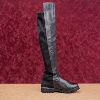 Donald Pliner Women Festival Party Black Leather OTK Platform Stretch Boots 6.5