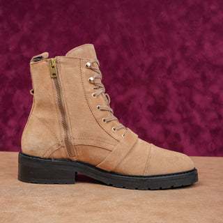 AllSaints Donita Women Tan Suede Zip Lace Buckle Combat boots sz 10.5US EUR41