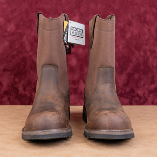 Skechers Work Men Brown Leather Pull-on Steel Toe Lightweight Boots sz 9.5