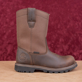 Skechers Work Men Brown Leather Pull-on Steel Toe Lightweight Boots sz 9.5