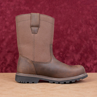 Skechers Work Men Brown Leather Pull-on Steel Toe Lightweight Boots sz 9.5