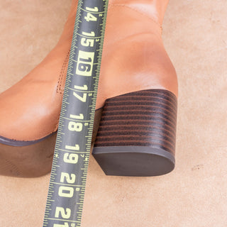 Sam Edelman Women Cognac Leather Riding Equestrian Zip Fashion Heel Boots sz 7.5
