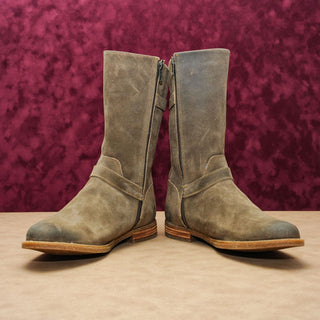 Born Women Delano Rugged Buckle Moto Tan Leather Mid Calf Boots 9.5US EUR40