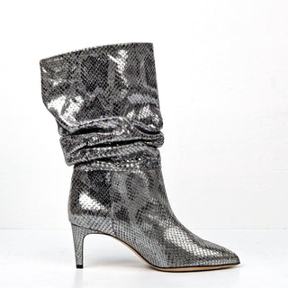 Paris Texas Wmn 60mm Slouchy Metallic Python Pointy Toe boots 6.5US 37EUR