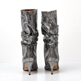 Paris Texas Wmn 60mm Slouchy Metallic Python Pointy Toe boots 6.5US 37EUR