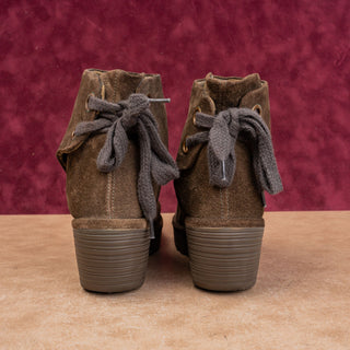 Fly London Wmn Yama Green Suede Back Lace-up Wedge Boots 10US EUR 40