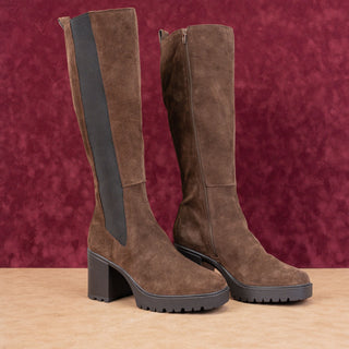 Steve Madden Wmn Deegan Brown Suede Platform Retro Fashion Knee Boots Sz 9.5