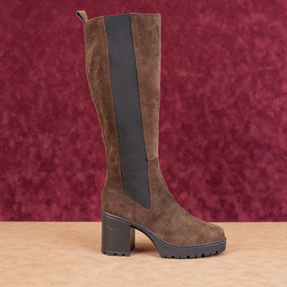 Steve Madden Wmn Deegan Brown Suede Platform Retro Fashion Knee Boots Sz 9.5