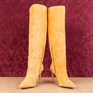Vince Camuto Women Kashlei Gold Suede HIgh Wide Calf Pointy Toe Boots sz 11