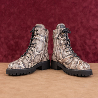 Giuseppe Zanotti Women Fashion Snake Print Lace-up Zip Ankle Boots sz 7US EUR37