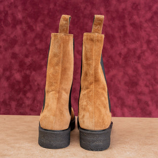 Staud Women Palomino Brown Suede Narrow Fit Fabric Chelsea Boots 6US EUR37