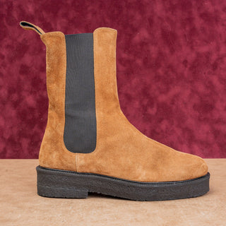 Staud Women Palomino Brown Suede Narrow Fit Fabric Chelsea Boots 6US EUR37