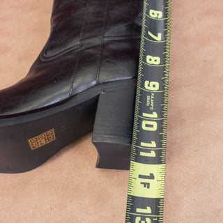Jeffrey Campbell Women Desert Cowboy Western Black Leather Pull Tab Boots sz 6.5