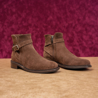 La Canadienne Women Sacton Brown Suede Zip Strap Waterproof Ankle Boots sz 6