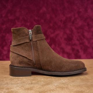 La Canadienne Women Sacton Brown Suede Zip Strap Waterproof Ankle Boots sz 6