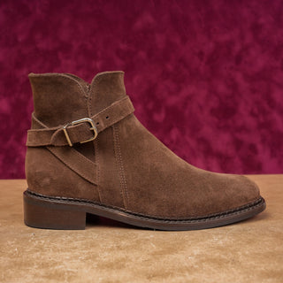 La Canadienne Women Sacton Brown Suede Zip Strap Waterproof Ankle Boots sz 6