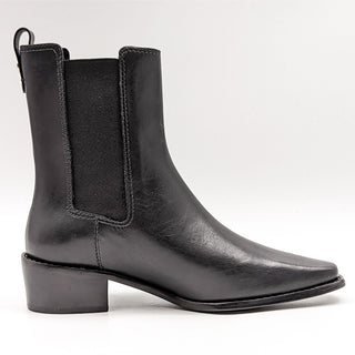 Tory Burch Women Classic Chelsea Elastic Panel Black Nappa Leather Boots sz 6
