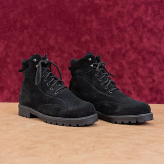 La Canadienne Women Lucky Black Suede Lace-up Waterproof Ankle Combat Boots sz 7