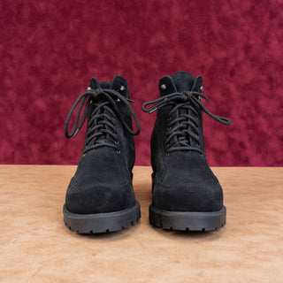 La Canadienne Women Lucky Black Suede Lace-up Waterproof Ankle Combat Boots sz 7